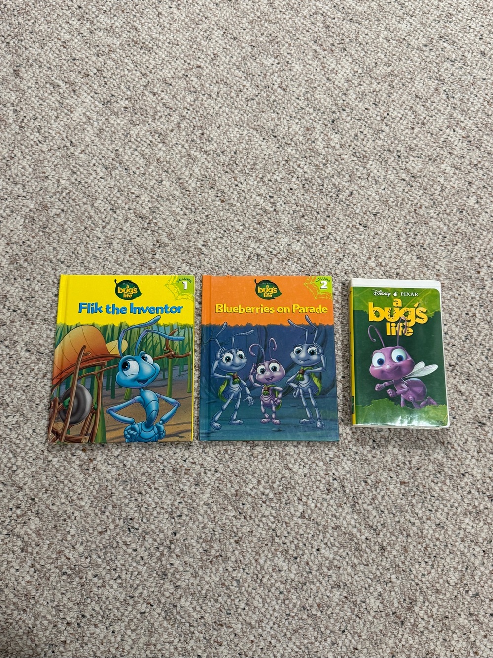Disney Pixar A Bug's Life Kids Books 1-2 and a VHS